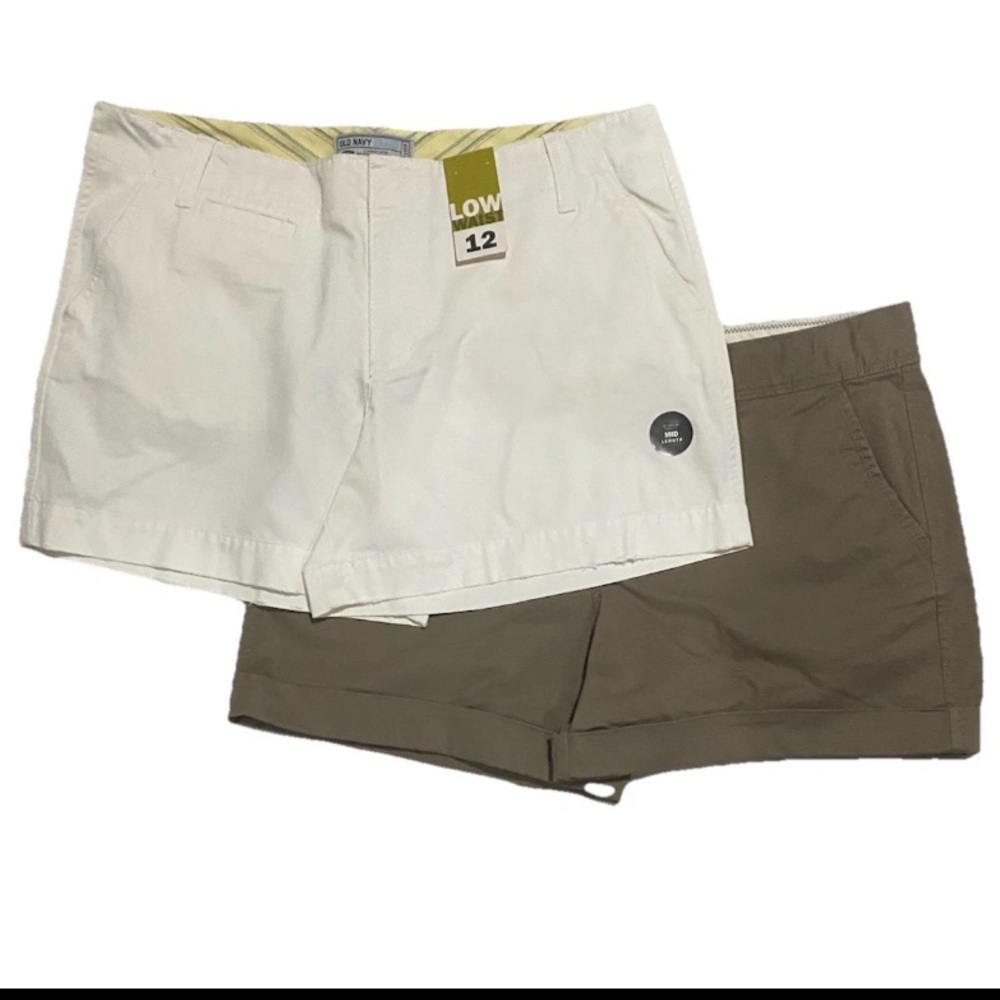 2/$29 Old Navy Size 12 Brand New White Khaki 5in Chino Women Summer Shorts Lot